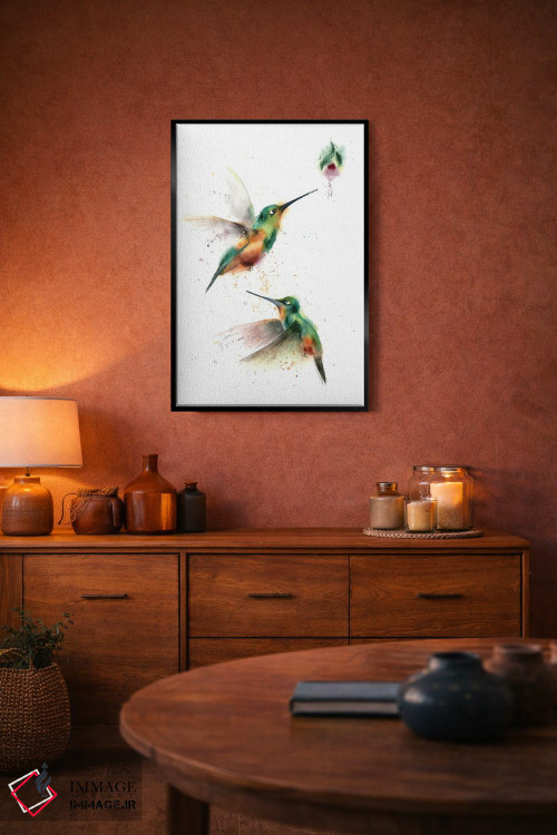 تابلو دکوراتیو دو مرغ مگس خوار پروازکننده اثر الگا چفرانوف - D5B