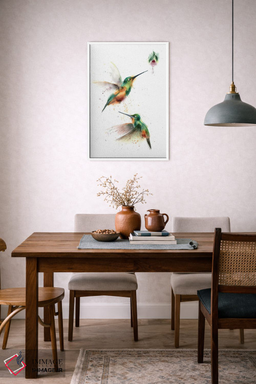 تابلو دکوراتیو دو مرغ مگس خوار پروازکننده اثر الگا چفرانوف - D6W