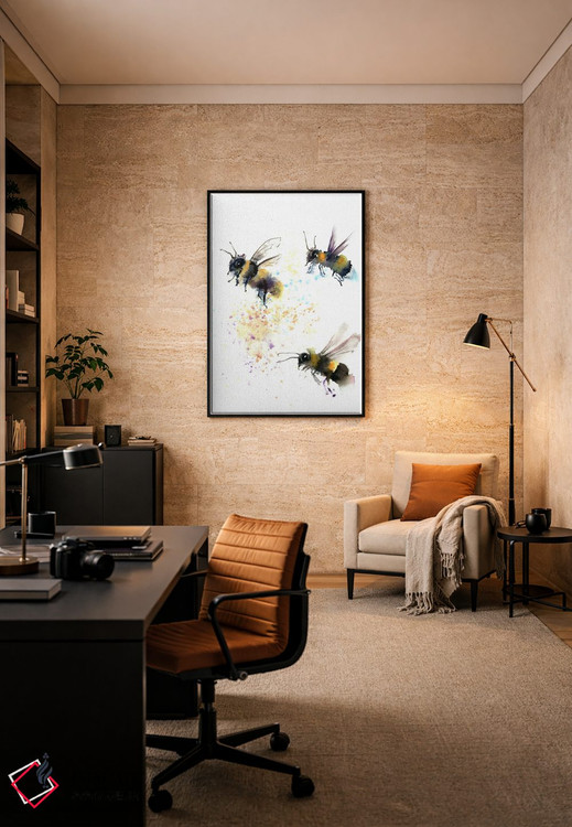 تابلو دکوراتیو سه زنبور اثر الگا چفرانوف - D6B