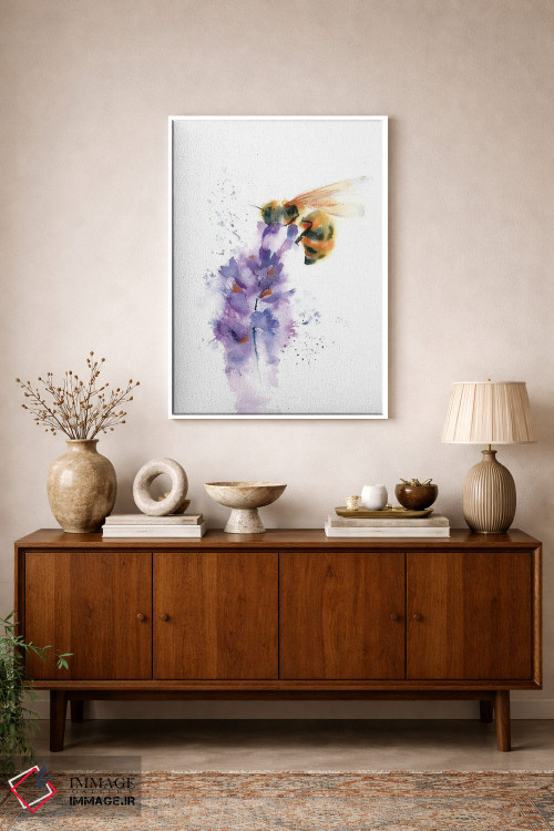 تابلو دکوراتیو زنبور روی بنفشه کوهی اثر الگا چفرانوف - D1W