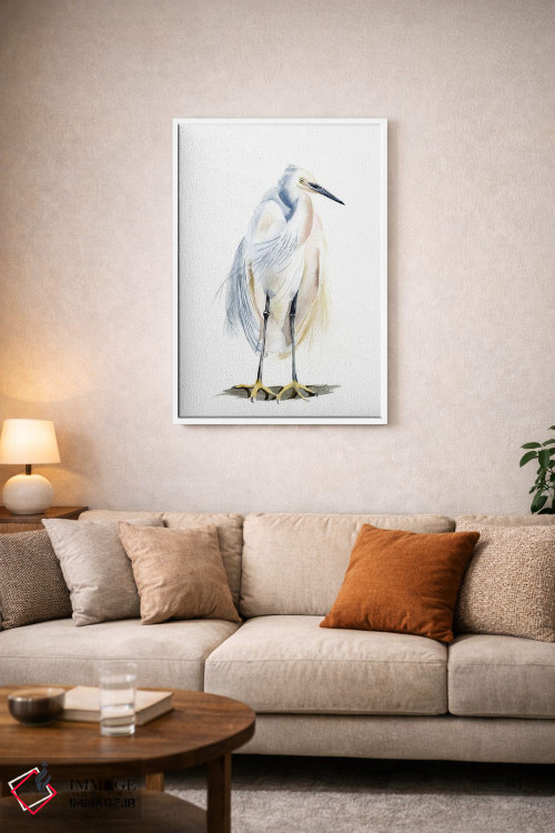 تابلو دکوراتیو مرغ آبکنار سفید اثر الگا چفرانوف - D3W