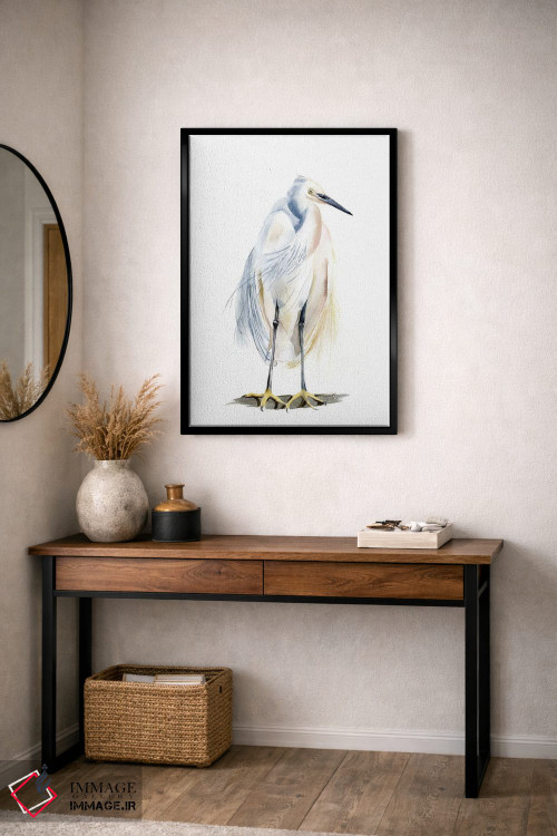 تابلو دکوراتیو مرغ آبکنار سفید اثر الگا چفرانوف - D4B