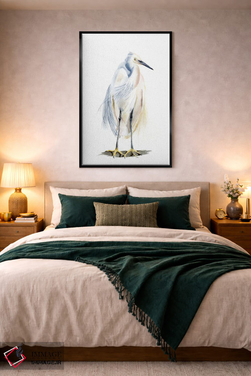 تابلو دکوراتیو مرغ آبکنار سفید اثر الگا چفرانوف - D5B