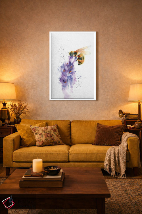 تابلو دکوراتیو زنبور روی بنفشه کوهی اثر الگا چفرانوف - D3W