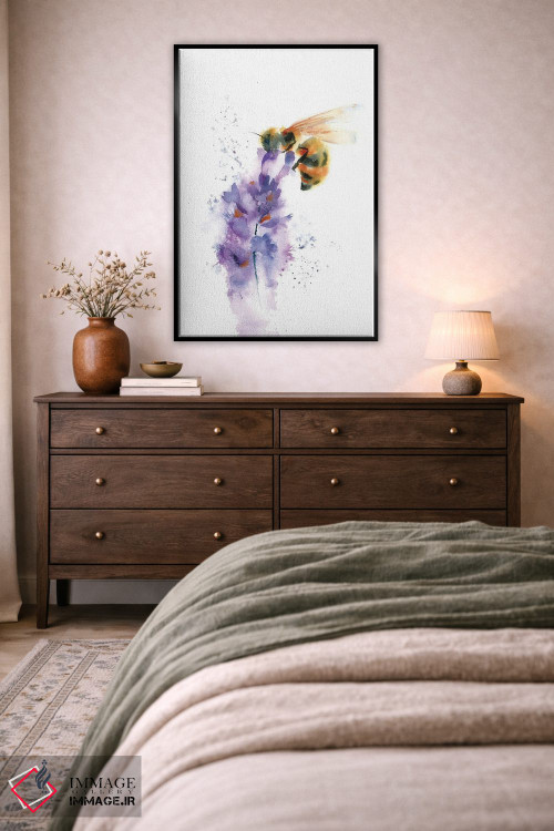 تابلو دکوراتیو زنبور روی بنفشه کوهی اثر الگا چفرانوف - D5B