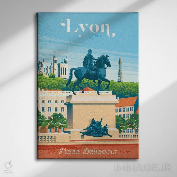 تابلو دکوراتیو پوستر سفر لیون فرانسه اثر اولا هوپ تراول پوسترز - نمای روبهرو روی دیوار