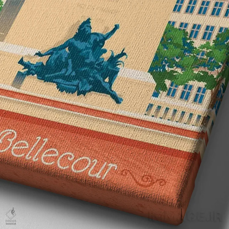 تابلو دکوراتیو پوستر سفر لیون فرانسه اثر اولا هوپ تراول پوسترز - نمای نزدیک بافت بوم