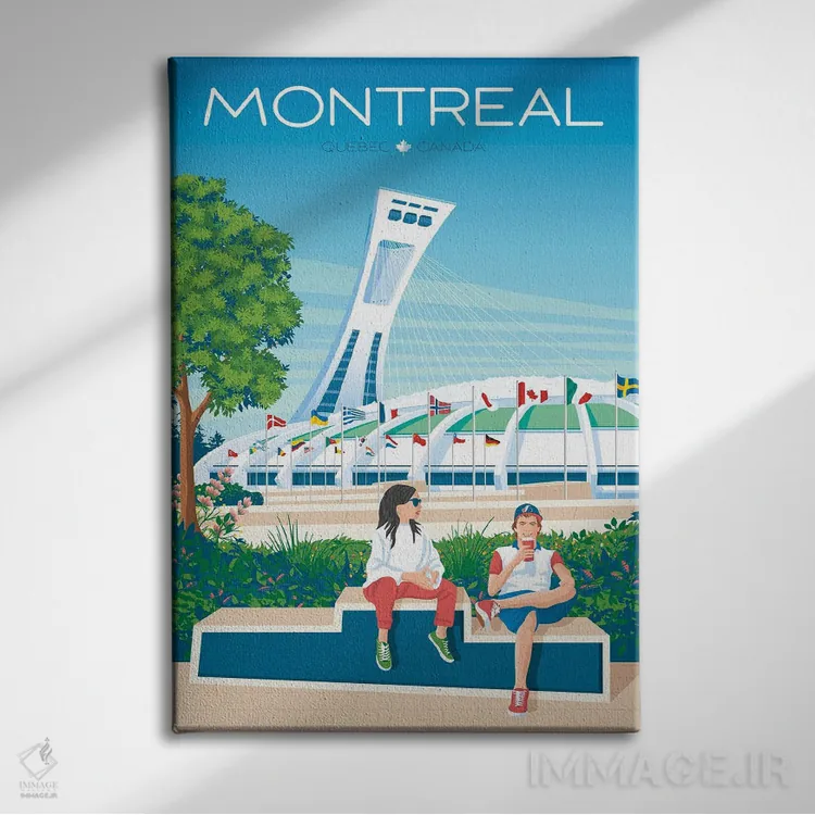تابلو دکوراتیو پوستر سفر مونترال کبک اثر اولا هوپ تراول پوسترز - نمای روبهرو روی دیوار