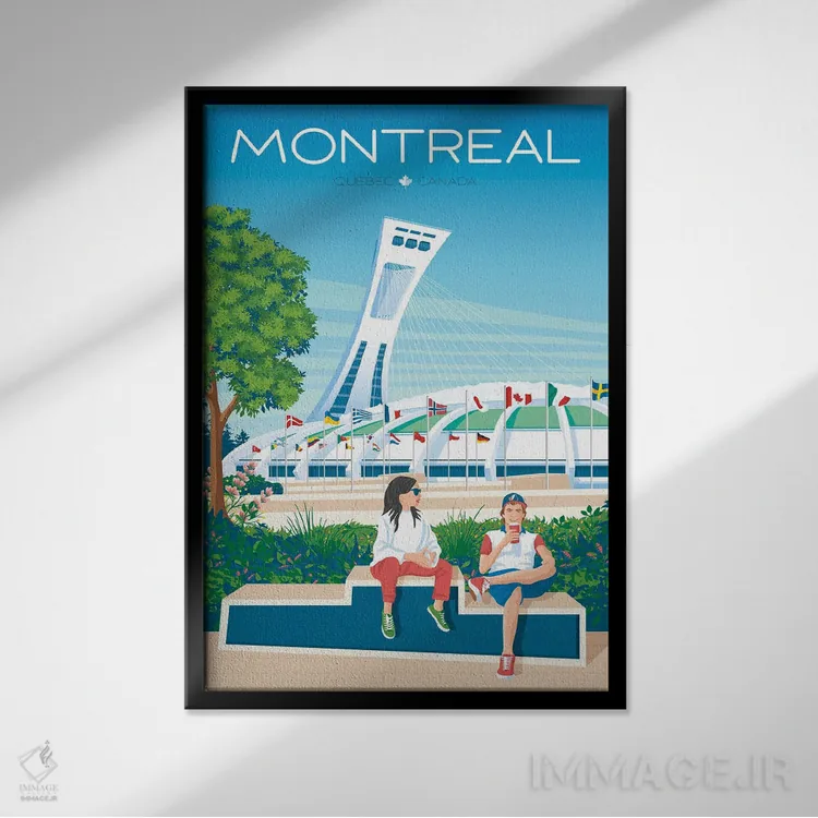 تابلو دکوراتیو پوستر سفر مونترال کبک اثر اولا هوپ تراول پوسترز - نمای قابدار مشکی