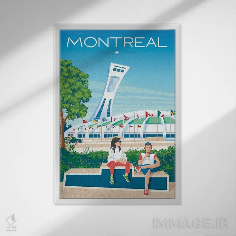 تابلو دکوراتیو پوستر سفر مونترال کبک اثر اولا هوپ تراول پوسترز - نمای قابدار سفید