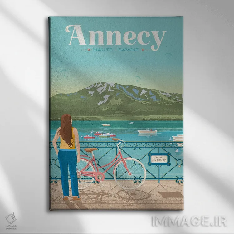 تابلو دکوراتیو تصویر سفر پل عشاق آنسی فرانسه اثر اولا هوپ تراول پوسترز - نمای روبهرو روی دیوار