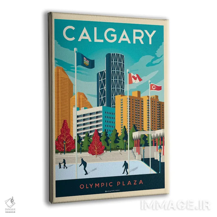 تابلو مدرن پوستر سفر کلگری آلبرتا اثر اولا هوپ تراول پوسترز - نمای پرسپکتیو محصول