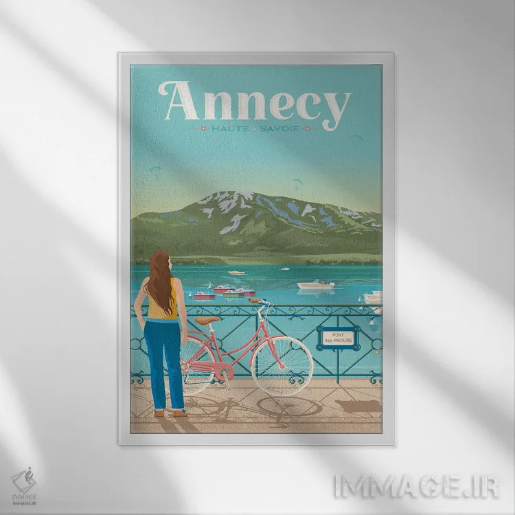 تابلو دکوراتیو تصویر سفر پل عشاق آنسی فرانسه اثر اولا هوپ تراول پوسترز - نمای قابدار سفید