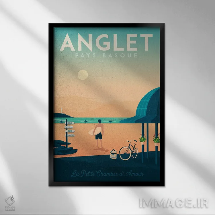 تابلو دکوراتیو تصویر سفر انگلت باسک کانتری فرانسه اثر اولا هوپ تراول پوسترز - نمای قابدار مشکی