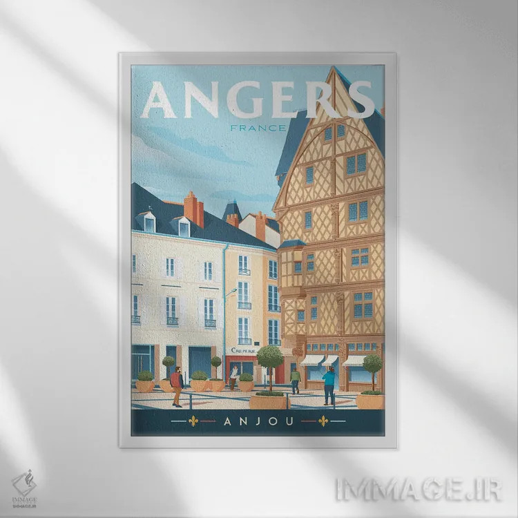 تابلو دکوراتیو تصویر سفر خانه آدم آنگر فرانسه اثر اولا هوپ تراول پوسترز - نمای قابدار سفید