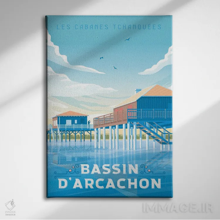 تابلو دکوراتیو تصویر سفر باسن دارکاشون کابانس چانک فرانسه اثر اولا هوپ تراول پوسترز - نمای روبهرو روی دیوار