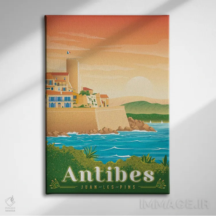 تابلو دکوراتیو تصویر سفر آنتیب ژوان له پین فرانسه اثر اولا هوپ تراول پوسترز - نمای روبهرو روی دیوار