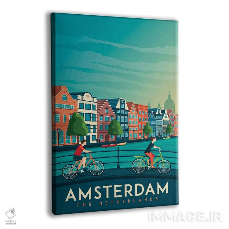 تابلو دکوراتیو تصویر سفر آمستردام هلند اثر اولا هوپ تراول پوسترز - نمای پرسپکتیو محصول