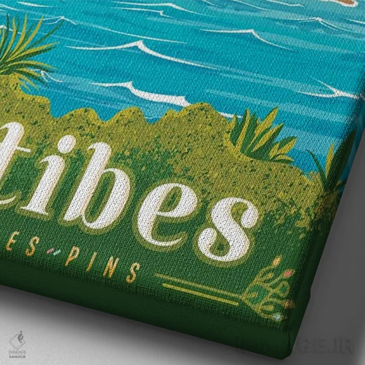 تابلو دکوراتیو تصویر سفر آنتیب ژوان له پین فرانسه اثر اولا هوپ تراول پوسترز - نمای نزدیک بافت بوم