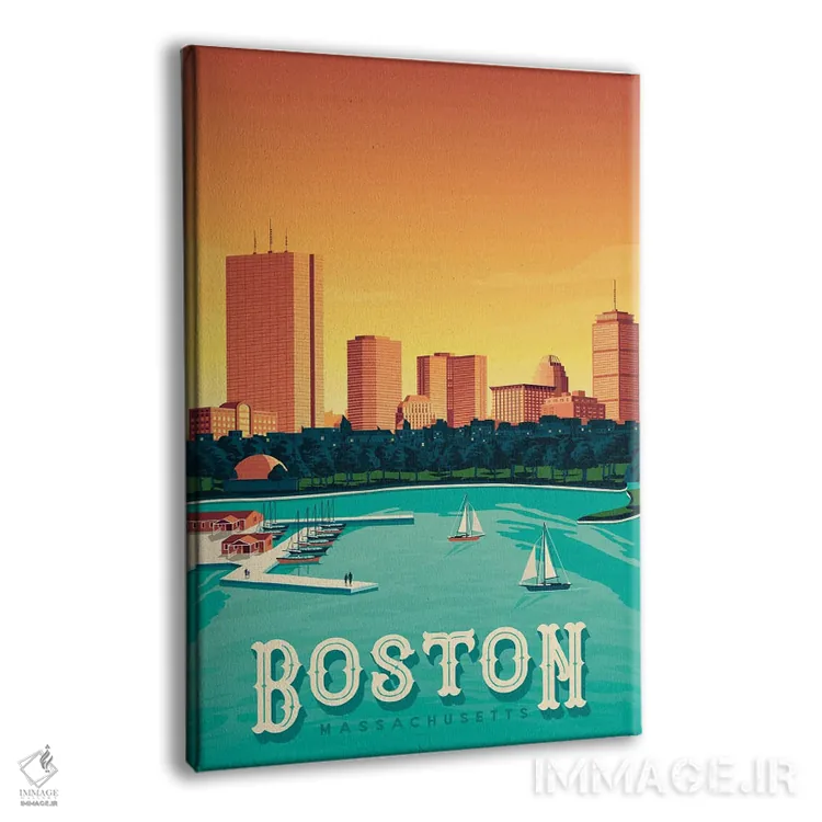 تابلو دکوراتیو تصویر سفر بوستون ماساچوست آمریکا اثر اولا هوپ تراول پوسترز - نمای پرسپکتیو محصول