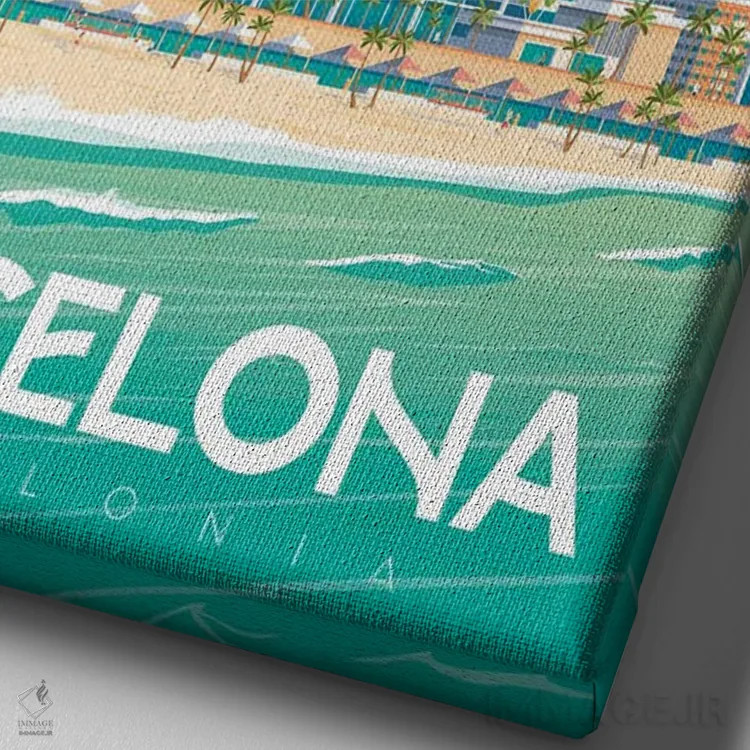 تابلو دکوراتیو تصویر سفر بارسلونا اسپانیا اثر اولا هوپ تراول پوسترز - نمای نزدیک بافت بوم