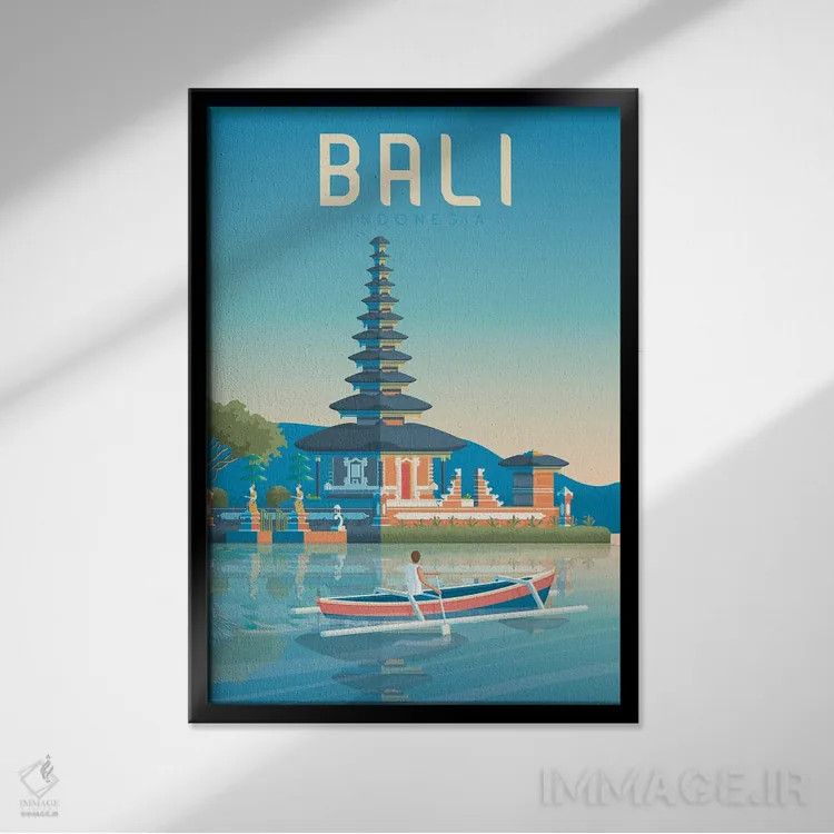 تابلو دکوراتیو تصویر سفر بالی اندونزی اثر اولا هوپ تراول پوسترز - نمای قابدار مشکی
