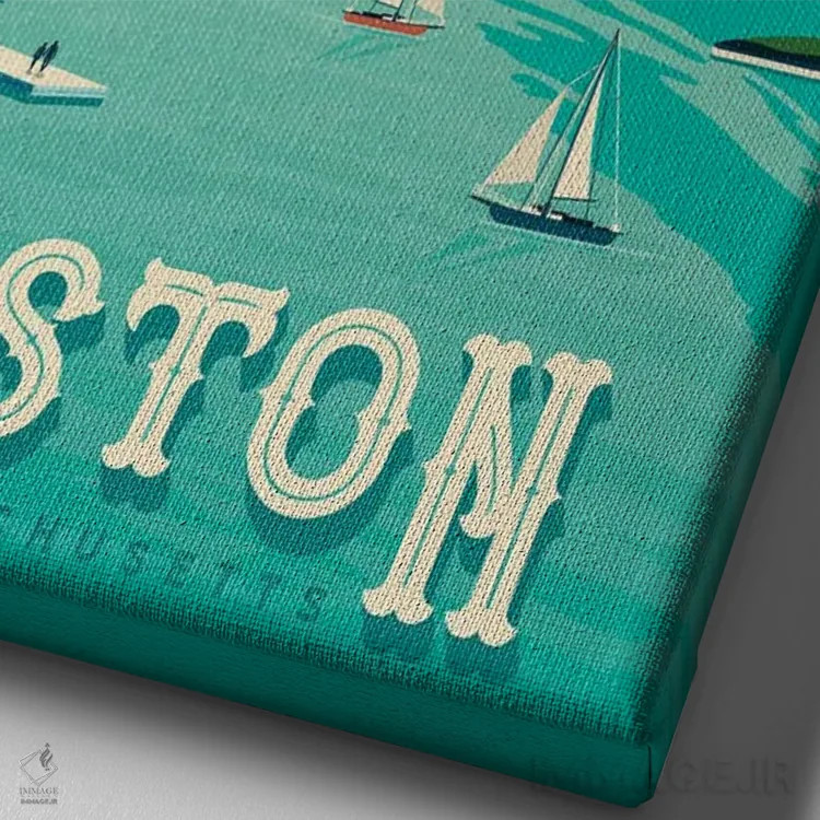 تابلو دکوراتیو تصویر سفر بوستون ماساچوست آمریکا اثر اولا هوپ تراول پوسترز - نمای نزدیک بافت بوم