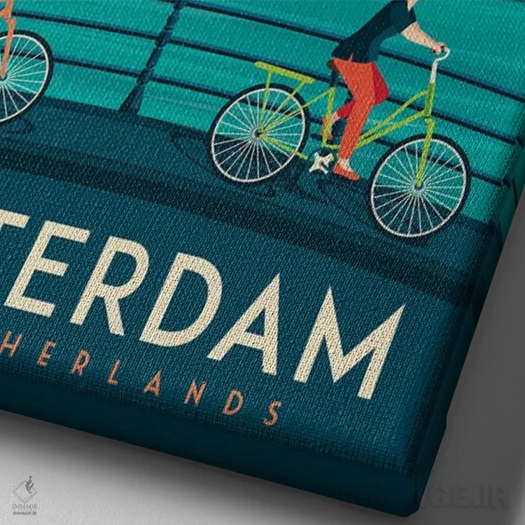 تابلو دکوراتیو تصویر سفر آمستردام هلند اثر اولا هوپ تراول پوسترز - نمای نزدیک بافت بوم