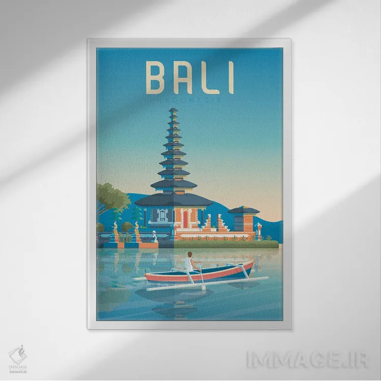 تابلو دکوراتیو تصویر سفر بالی اندونزی اثر اولا هوپ تراول پوسترز - نمای قابدار سفید