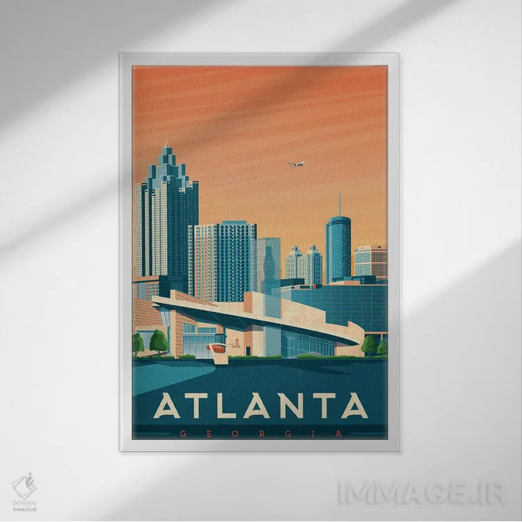 تابلو دکوراتیو تصویر سفر آتلانتا جورجیا اثر اولا هوپ تراول پوسترز - نمای قابدار سفید