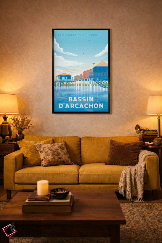 تابلو دکوراتیو تصویر سفر باسن دارکاشون کابانس چانک فرانسه اثر اولا هوپ تراول پوسترز - D4B