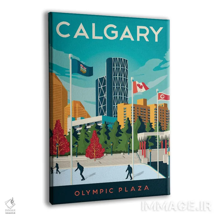 تابلو دکوراتیو تصویر سفر کلگری آلبرتا کانادا اثر اولا هوپ تراول پوسترز - نمای پرسپکتیو محصول