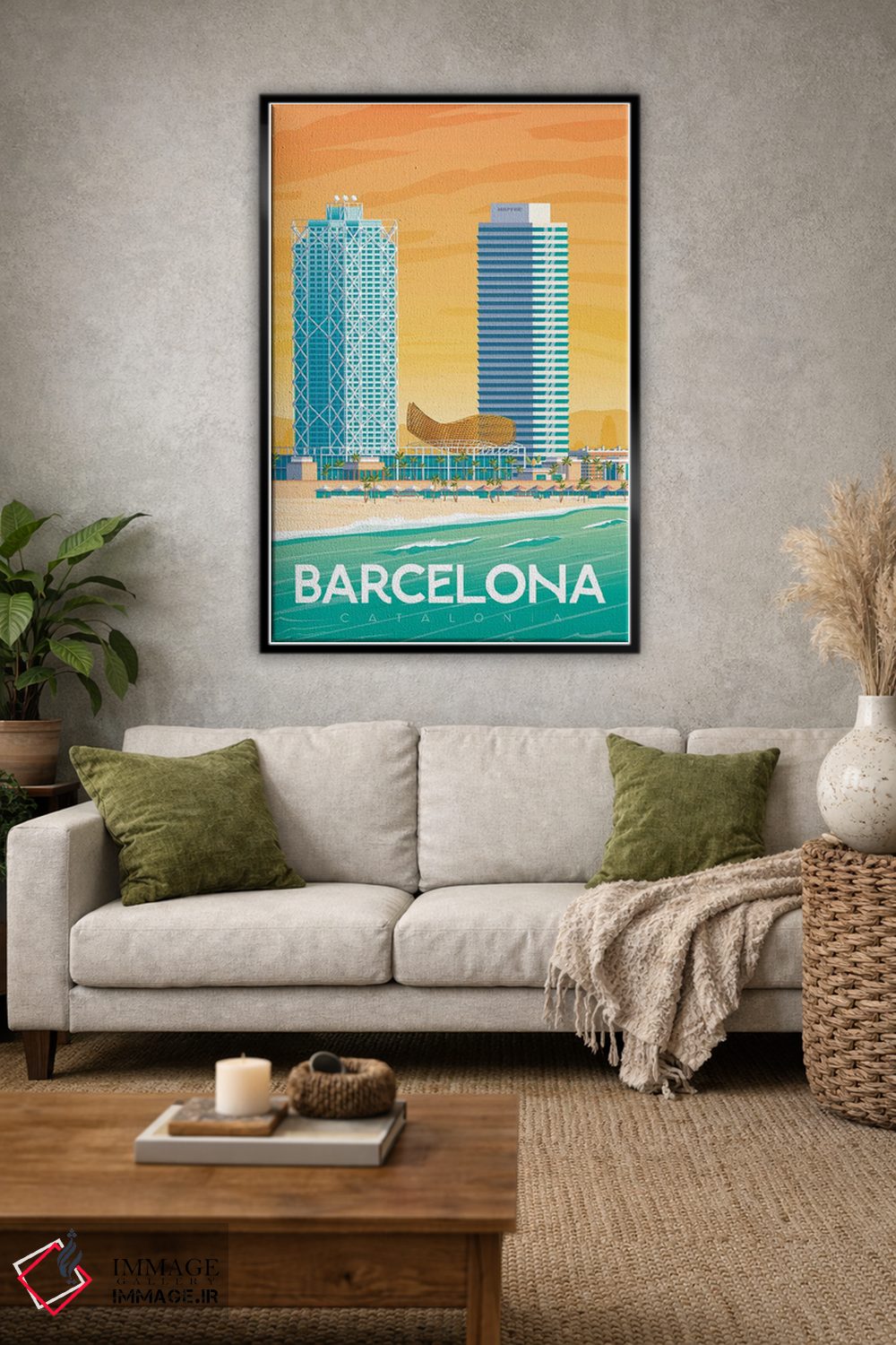 تابلو دکوراتیو تصویر سفر بارسلونا اسپانیا اثر اولا هوپ تراول پوسترز - D1B