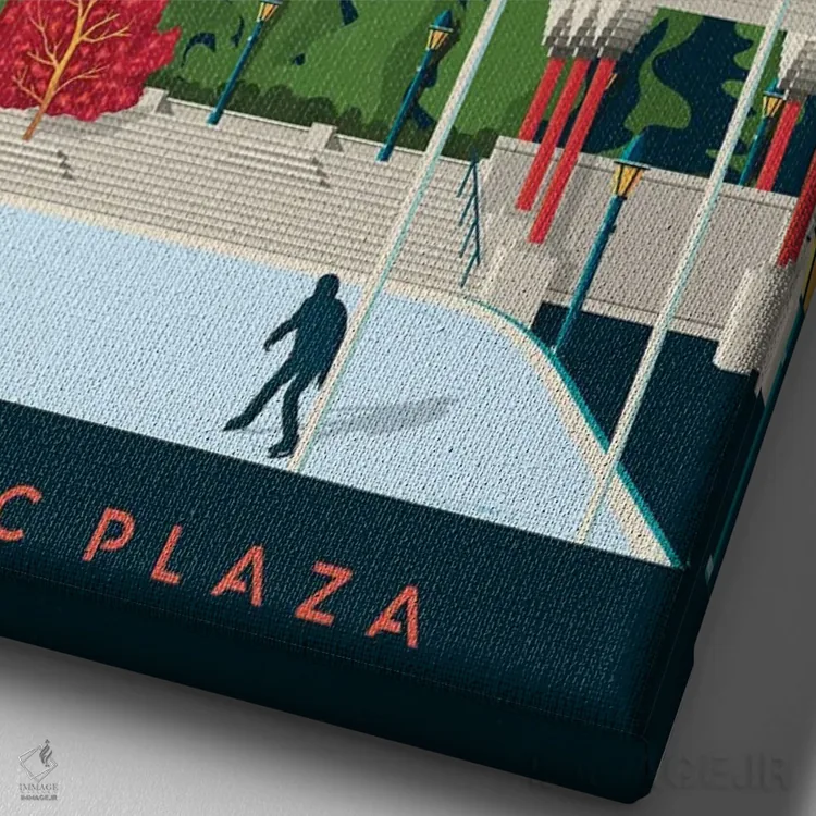 تابلو دکوراتیو تصویر سفر کلگری آلبرتا کانادا اثر اولا هوپ تراول پوسترز - نمای نزدیک بافت بوم