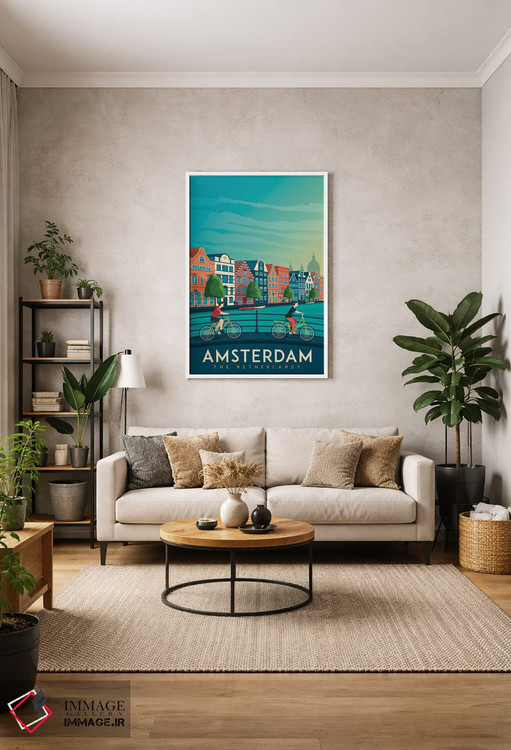 تابلو دکوراتیو تصویر سفر آمستردام هلند اثر اولا هوپ تراول پوسترز - D1W