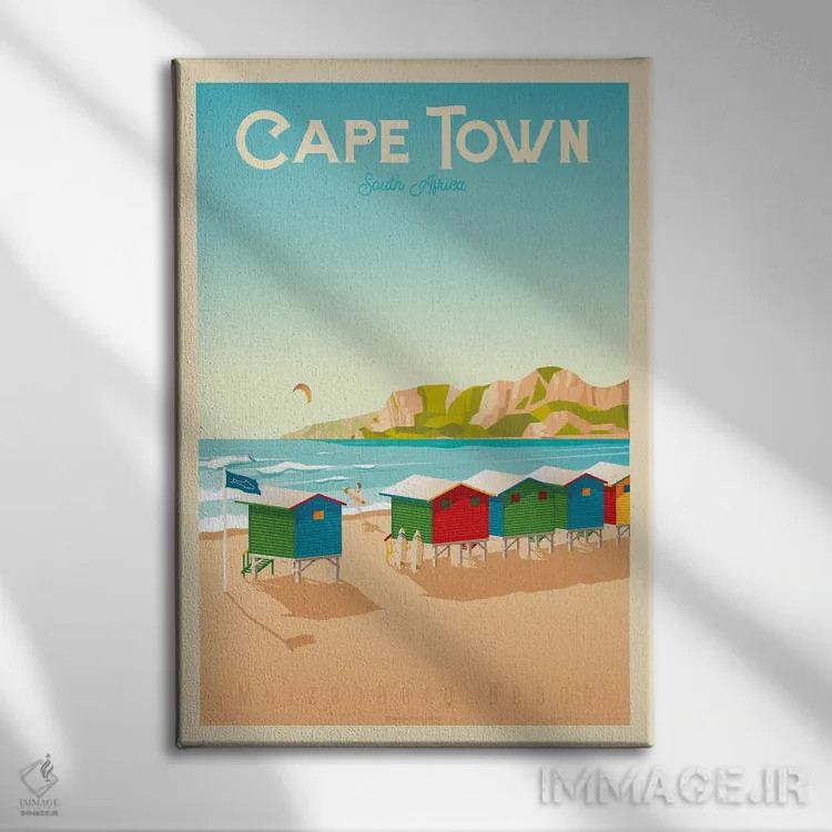 تابلو مدرن پوستر سفر کیپ تاون آفریقای جنوبی اثر اولا هوپ تراول پوسترز - نمای روبهرو روی دیوار