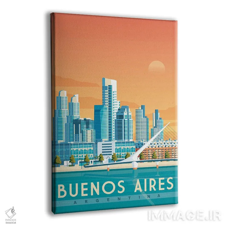 تابلو دکوراتیو تصویر سفر بوئنوس آیرس آرژانتین اثر اولا هوپ تراول پوسترز - نمای پرسپکتیو محصول