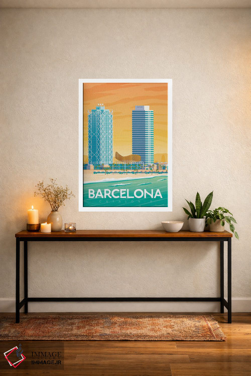 تابلو دکوراتیو تصویر سفر بارسلونا اسپانیا اثر اولا هوپ تراول پوسترز - D4W