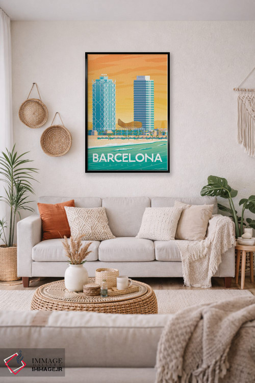 تابلو دکوراتیو تصویر سفر بارسلونا اسپانیا اثر اولا هوپ تراول پوسترز - D5B