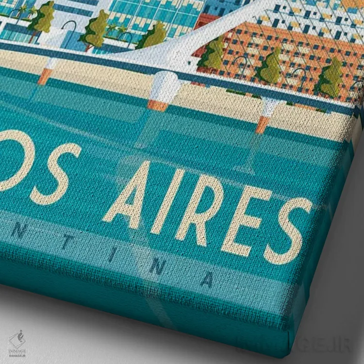 تابلو دکوراتیو تصویر سفر بوئنوس آیرس آرژانتین اثر اولا هوپ تراول پوسترز - نمای نزدیک بافت بوم