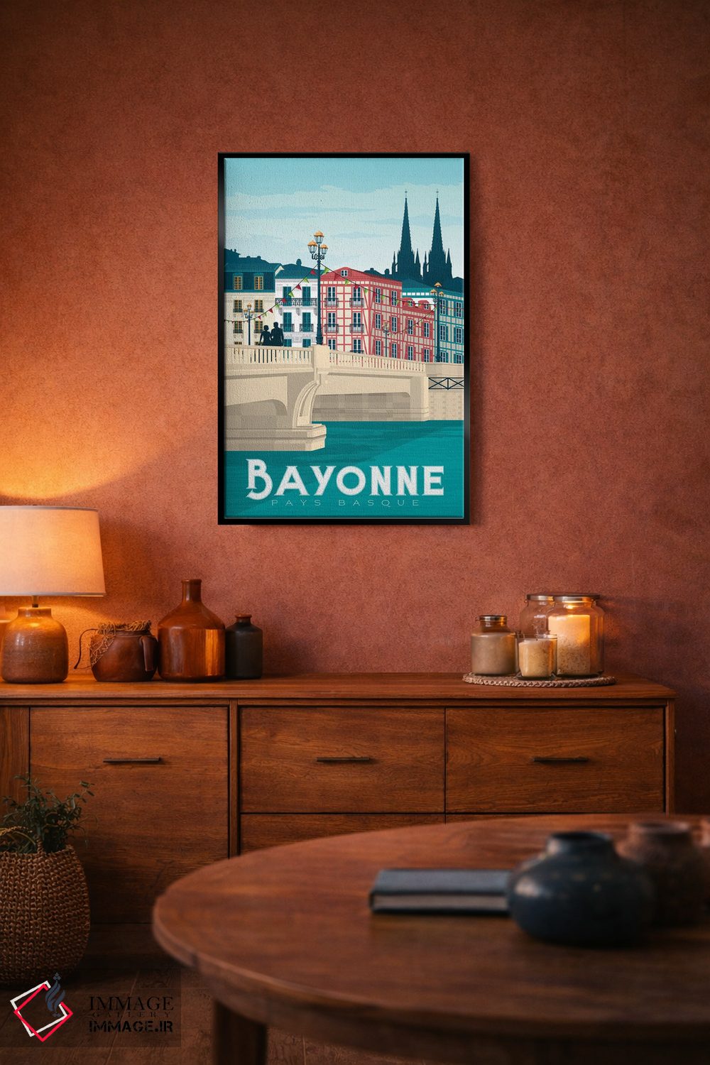 تابلو دکوراتیو تصویر سفر بایون باسک کانتری فرانسه اثر اولا هوپ تراول پوسترز - D6B