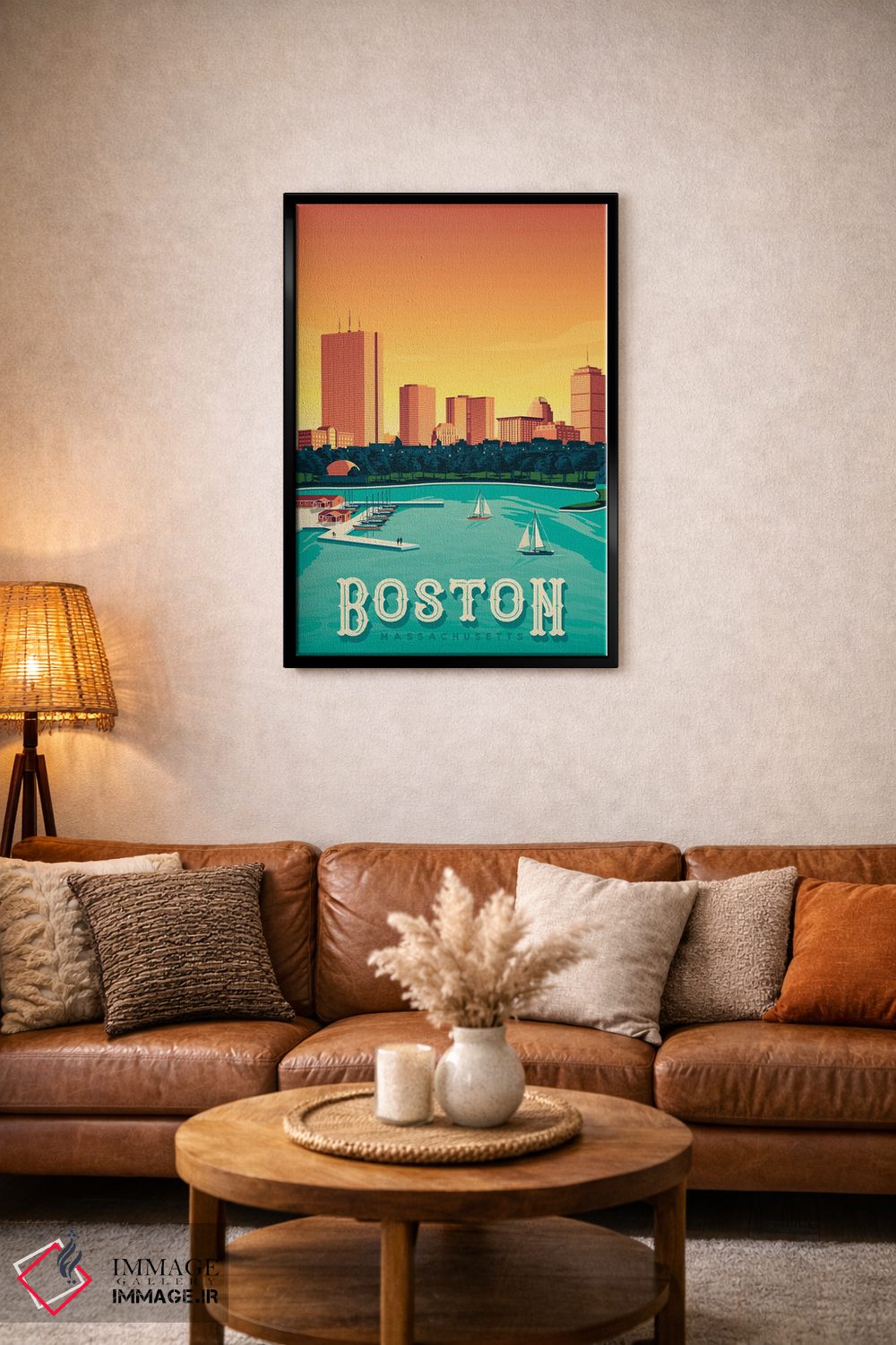 تابلو دکوراتیو تصویر سفر بوستون ماساچوست آمریکا اثر اولا هوپ تراول پوسترز - D4B