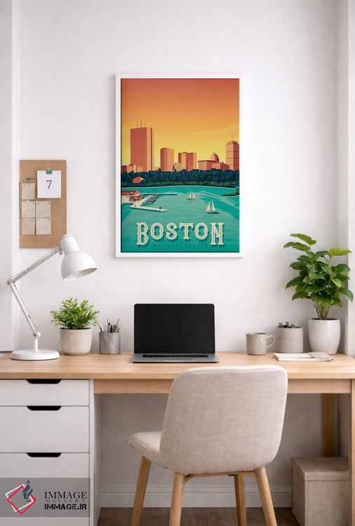 تابلو دکوراتیو تصویر سفر بوستون ماساچوست آمریکا اثر اولا هوپ تراول پوسترز - D3W