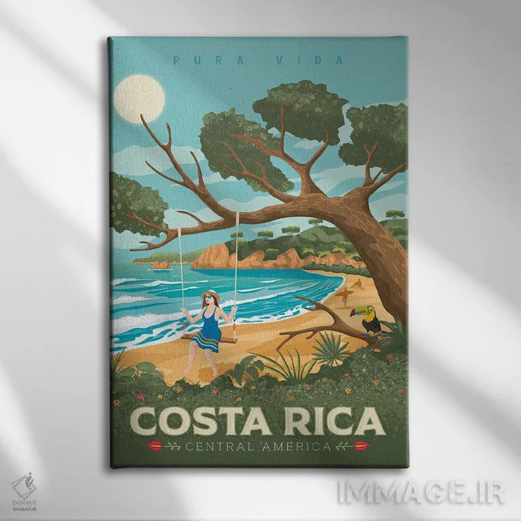 تابلو دکوراتیو تصویر سفر ساحل کاستاریکا اثر اولا هوپ تراول پوسترز - نمای روبهرو روی دیوار