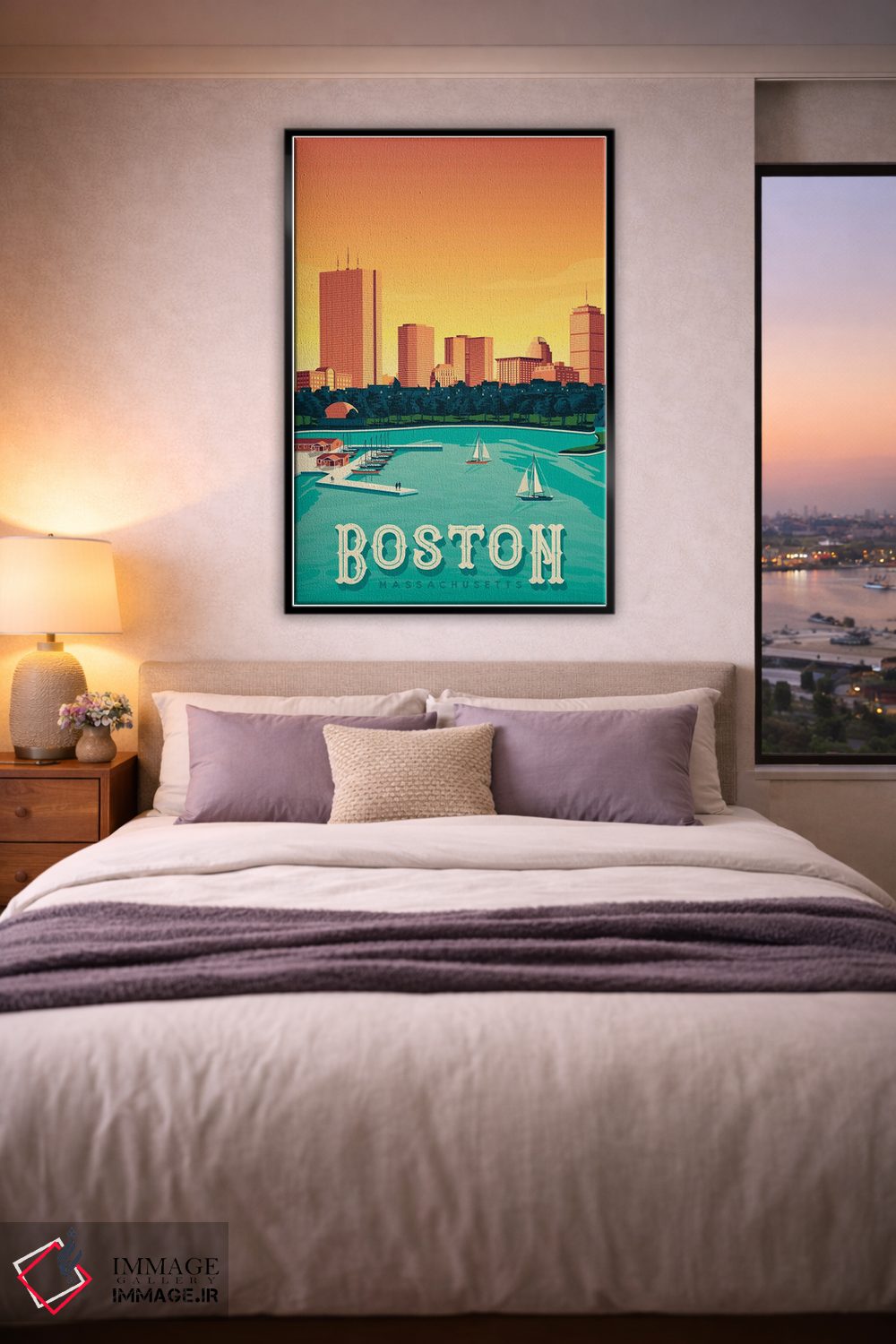 تابلو دکوراتیو تصویر سفر بوستون ماساچوست آمریکا اثر اولا هوپ تراول پوسترز - D6B