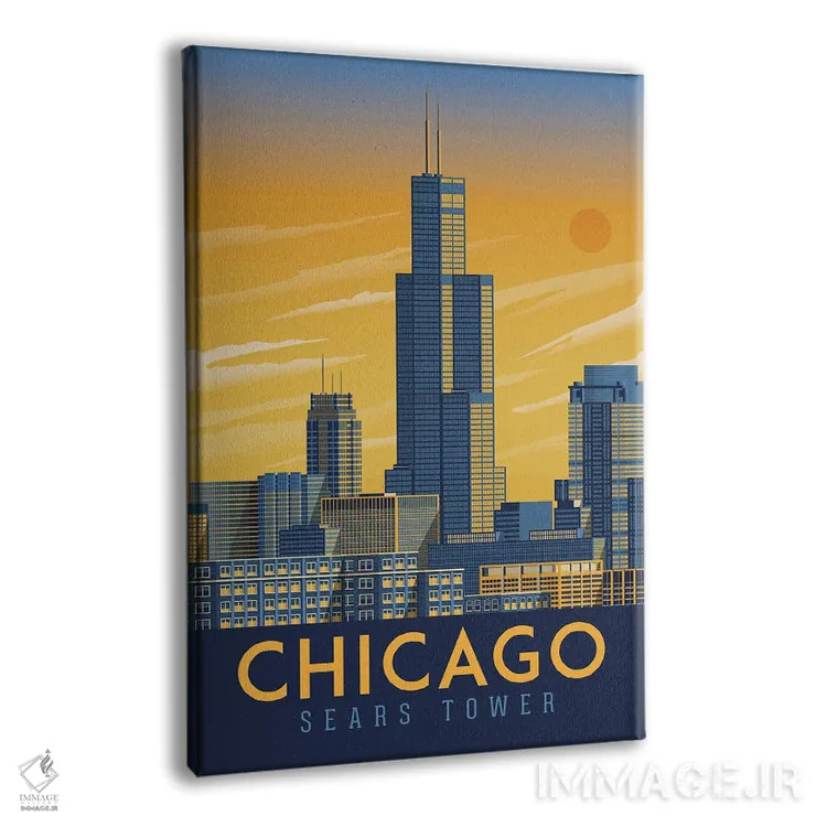 تابلو دکوراتیو تصویر سفر شیکاگو ایلینوی اثر اولا هوپ تراول پوسترز - نمای پرسپکتیو محصول
