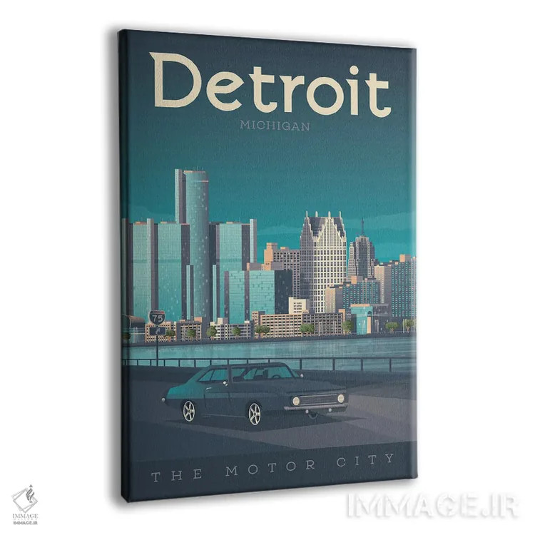 تابلو دکوراتیو تصویر سفر دیترویت میشیگان اثر اولا هوپ تراول پوسترز - نمای پرسپکتیو محصول