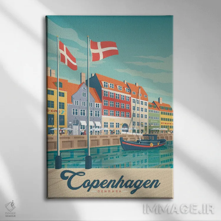 تابلو دکوراتیو تصویر سفر کپنهاگ دانمارک اثر اولا هوپ تراول پوسترز - نمای روبهرو روی دیوار