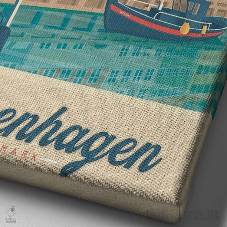 تابلو دکوراتیو تصویر سفر کپنهاگ دانمارک اثر اولا هوپ تراول پوسترز - نمای نزدیک بافت بوم