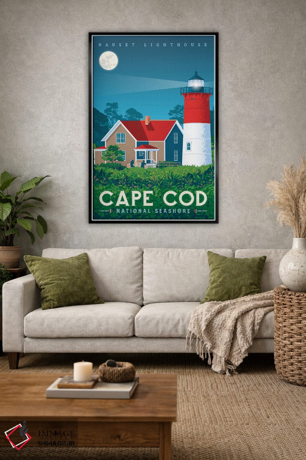تابلو دکوراتیو تصویر سفر فانوس دریایی ناست کیپ کد آمریکا اثر اولا هوپ تراول پوسترز - D1B